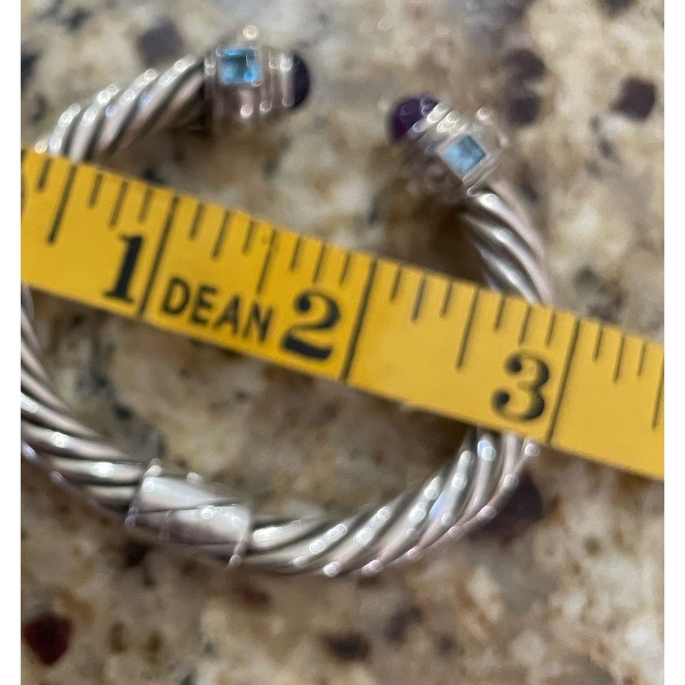 Designer 925 Sterling hinged cuff 5 mm amethyst, topaz, garnet, citrine. Lovely! - Picture 8 of 9